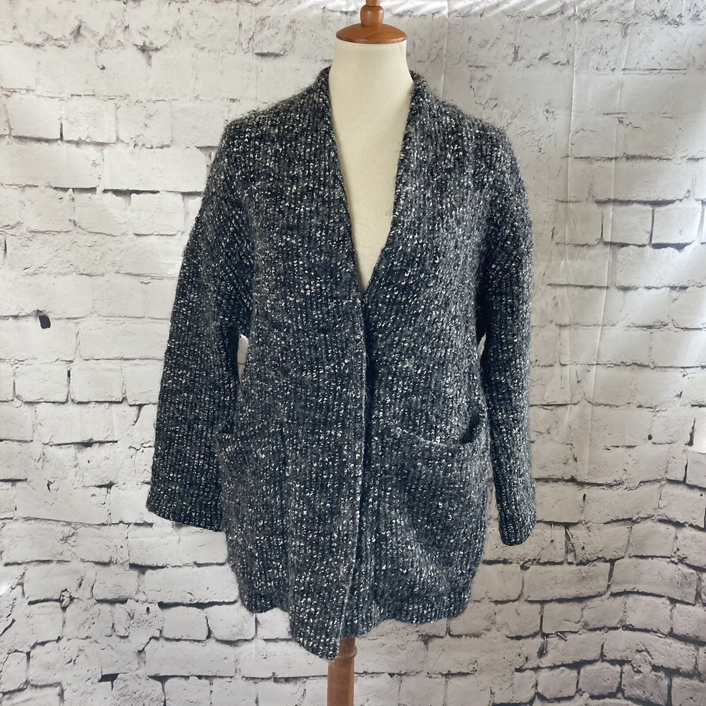 Zara Jacket Womens Size Small Gray Cardigan Jumper Coat knitwear Heavyweight